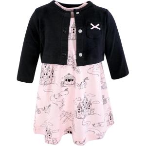 imageHudson Baby Infant and Toddler Girls Cotton Dress and Cardigan SetFairytale Princess