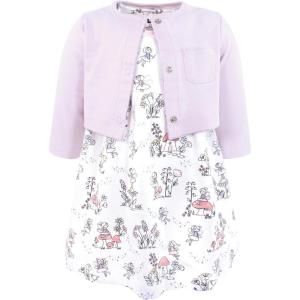 imageHudson Baby Infant and Toddler Girls Cotton Dress and Cardigan SetGarden Fairies