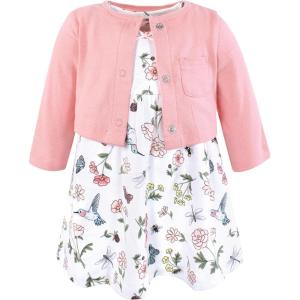 imageHudson Baby Infant and Toddler Girls Cotton Dress and Cardigan SetHummingbird Garden