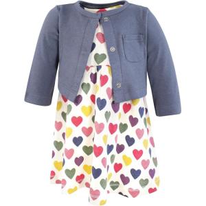 imageHudson Baby Infant and Toddler Girls Cotton Dress and Cardigan SetIndigo Hearts