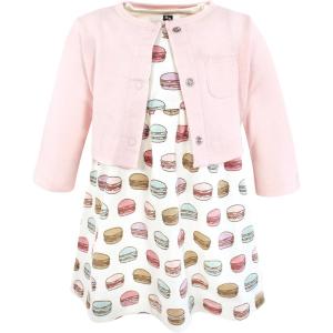 imageHudson Baby Infant and Toddler Girls Cotton Dress and Cardigan SetMacarons