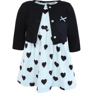 imageHudson Baby Infant and Toddler Girls Cotton Dress and Cardigan SetMint Black Heart