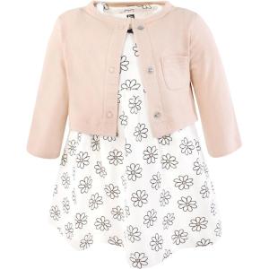 imageHudson Baby Infant and Toddler Girls Cotton Dress and Cardigan SetNeutral Daisy
