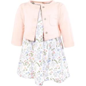 imageHudson Baby Infant and Toddler Girls Cotton Dress and Cardigan SetPastel Wildflower