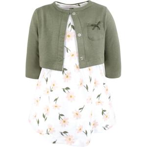 imageHudson Baby Infant and Toddler Girls Cotton Dress and Cardigan SetSage Floral