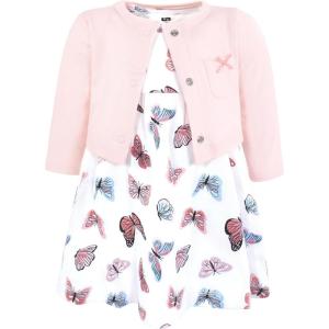 imageHudson Baby Infant and Toddler Girls Cotton Dress and Cardigan SetSweet Butterflies