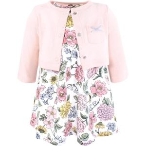 imageHudson Baby Infant and Toddler Girls Cotton Dress and Cardigan SetVintage Blossom