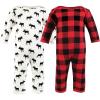 imageHudson Baby Unisex Baby Thermal Coveralls 2pk Creative RainbowsBuffalo Plaid Moose