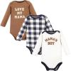 imageHudson Baby babyboys Cotton Longsleeve Bodysuits 3packBrown Navy Mamas Boy