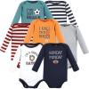 imageHudson Baby babyboys Cotton Longsleeve Bodysuits 7packSports Stripes