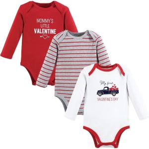 imageHudson Baby babyboys Cotton Longsleeve Bodysuits 3packValentine Truck