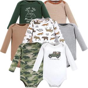 imageHudson Baby babyboys Cotton Longsleeve Bodysuits 7packAnimal Adventure