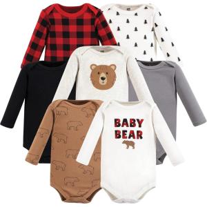 imageHudson Baby babyboys Cotton Longsleeve Bodysuits 7packBrown Bear