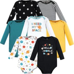 imageHudson Baby babyboys Cotton Longsleeve Bodysuits 7packHappy Planets
