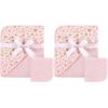 imageHudson Baby Unisex Baby Cotton Hooded Towel and Washcloth Pink Gold Star One Size Pack of 2