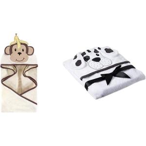 imageHudson Baby Boy Cotton Animal Face Hooded Towel 2Pack Classy Walrus Banana MonkeyBanana Monkey Dalmatian
