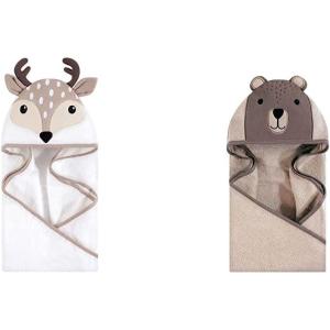 imageHudson Baby Boy Cotton Animal Face Hooded Towel 2Pack Classy Walrus Banana MonkeyLittle Fawn Modern Bear