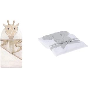 imageHudson Baby Boy Cotton Animal Face Hooded Towel 2Pack Classy Walrus Banana MonkeyModern Giraffe Modern Elephant