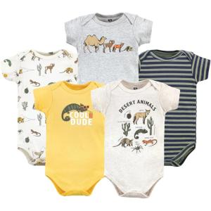 imageHudson Baby babyboys Cotton Bodysuits 5packDesert Animals