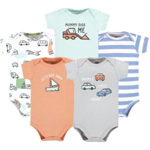 imageHudson Baby babyboys Cotton Bodysuits 5packFun Transportation