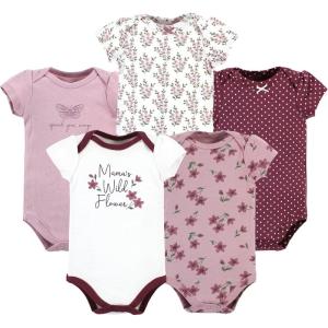 imageHudson Baby babyboys Cotton Bodysuits 5packPlum Wildflower