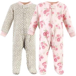 imageHudson Baby Unisex Baby Premium Quilted Zipper Sleep and PlayBlush Rose Leopard