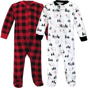 imageHudson Baby Unisex Baby Premium Quilted Zipper Sleep and PlayBuffalo Plaid Bear