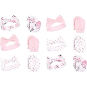 imageHudson Baby babygirls 12pc Headband and Scratch Mitten SetPink Floral