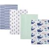 imageHudson Baby Cotton Flannel Burp Cloths 4Pack Sea Friends One Size