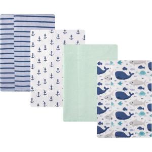 imageHudson Baby Cotton Flannel Burp Cloths 4Pack Sea Friends One Size
