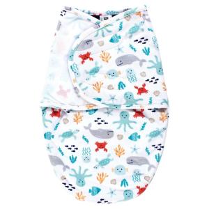 imageHudson Baby Infant Boy Plush Faux Fur Swaddle Wrap Sea Characters 03 MonthsSea Characters