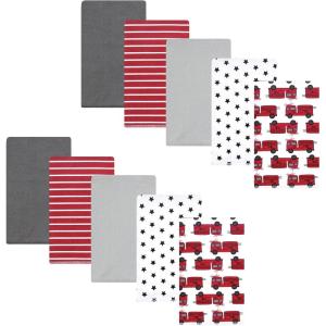 imageHudson Baby Infant Boys Cotton Flannel Burp Cloths 10Pack Fire Truck One Size