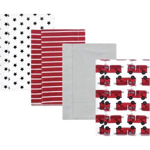 imageHudson Baby Infant Boys Cotton Flannel Burp Cloths 4Pack Fire Truck One Size