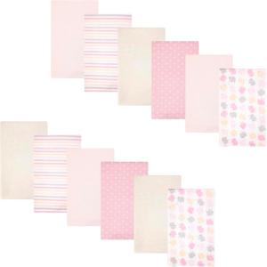 imageHudson Baby Infant Girls Cotton Flannel Burp Cloths 12Pack Bundle Multi Color Girls Elephant One Size