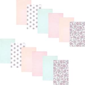 imageHudson Baby Infant Girls Cotton Flannel Burp Cloths 12Pack Bundle Pink Mint Floral One Size