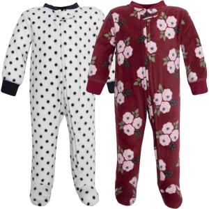 imageHudson Baby Unisex Baby Fleece Sleep and PlayBurgundy Floral
