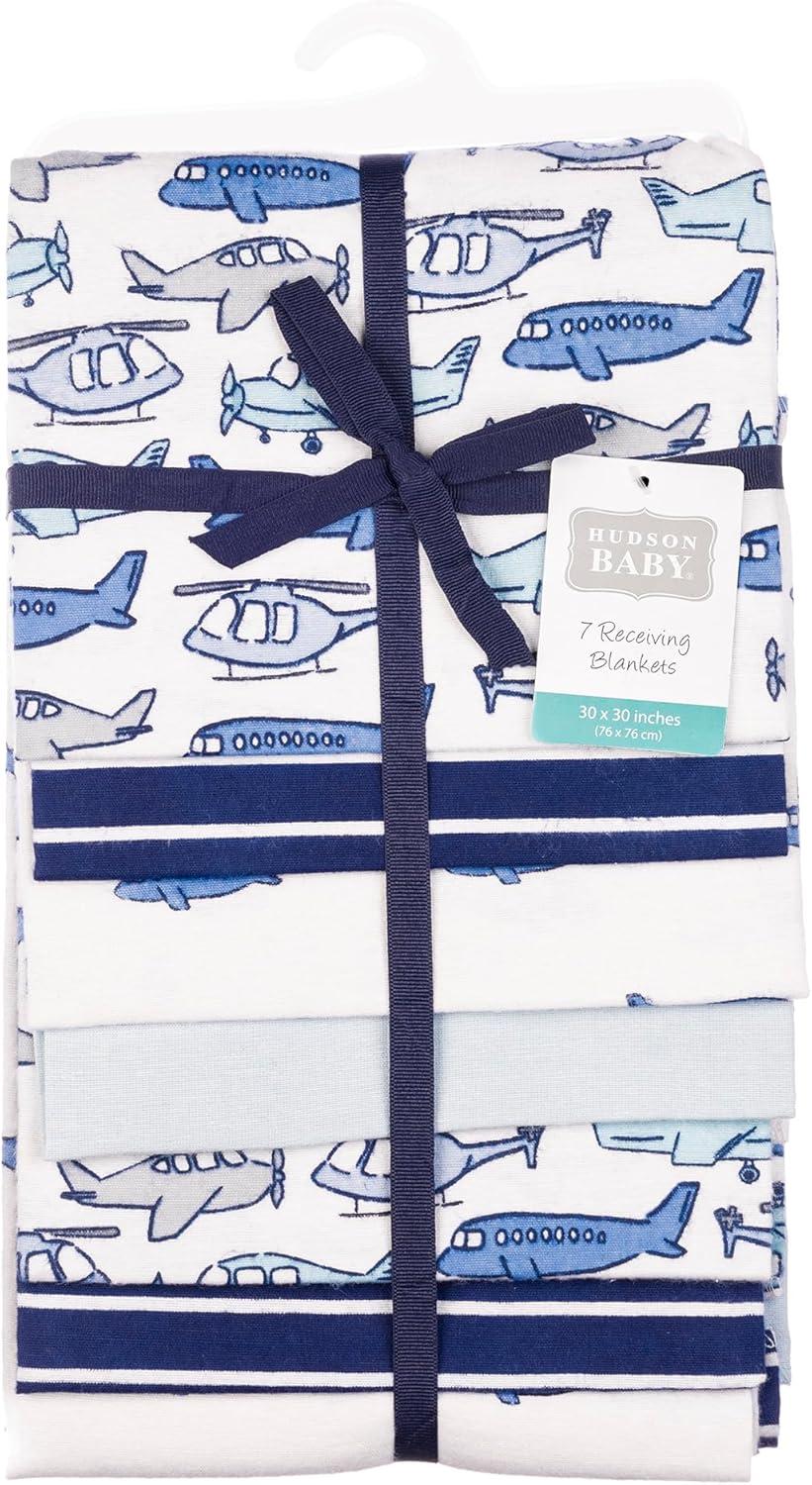 imageHudson Baby Infant Boys Cotton Flannel Receiving Blankets 7Pack Bundle Born To Fly One Size