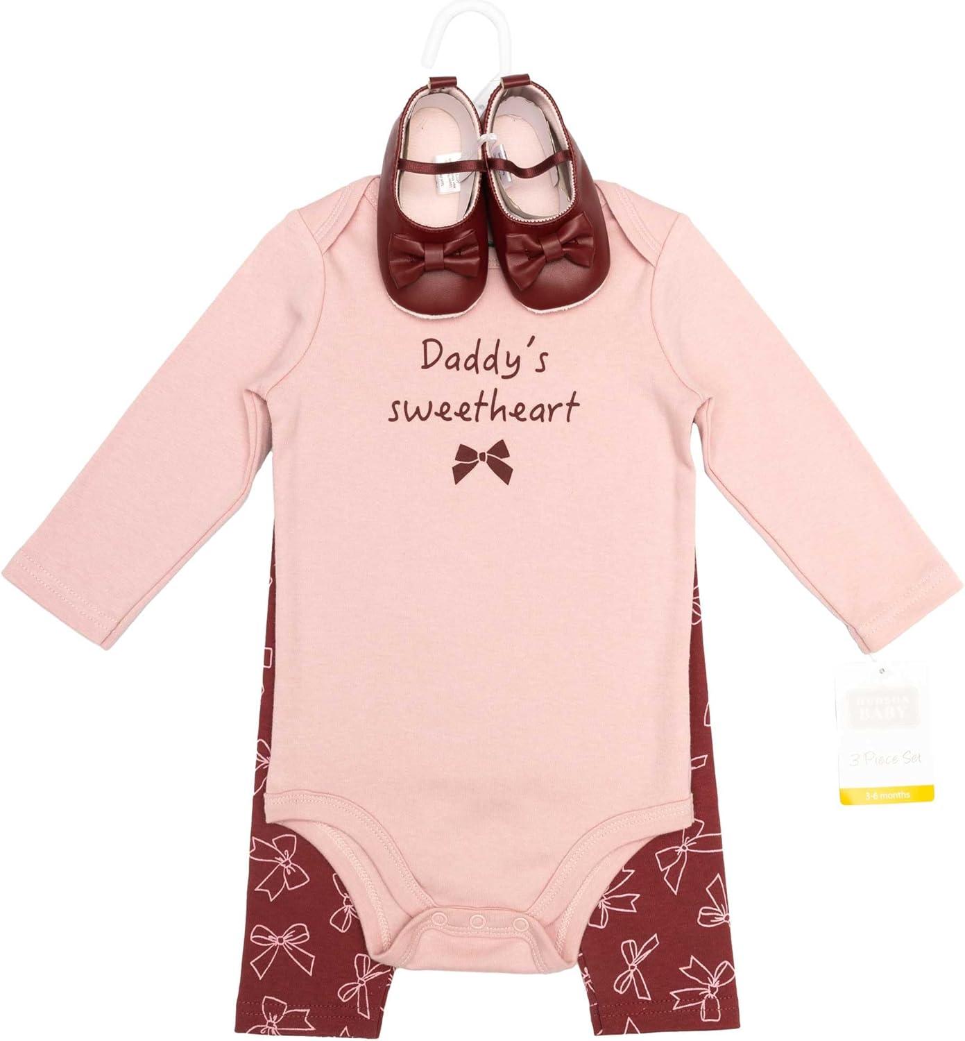 imageHudson Baby Unisex Baby Cotton Bodysuit Pant and Shoe SetSweetheart Bows
