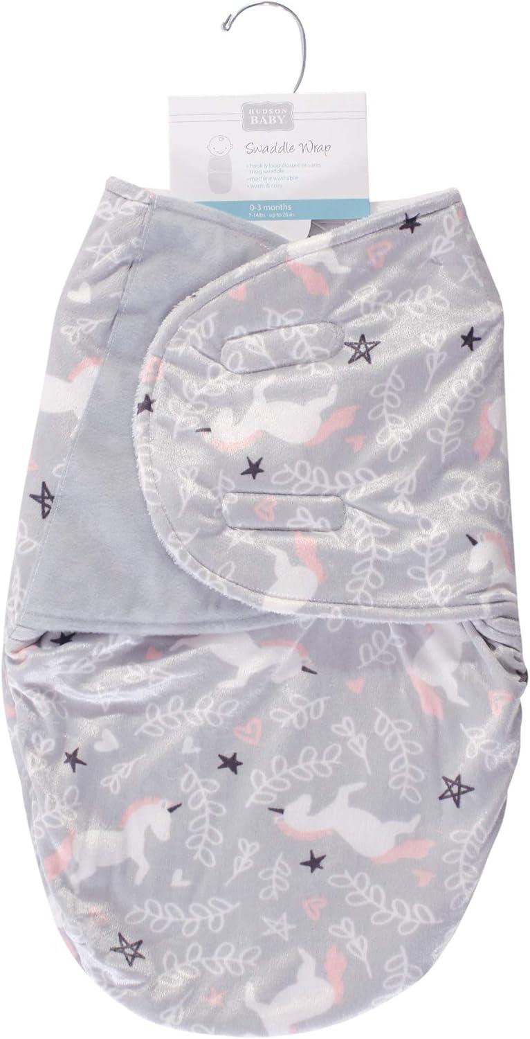 imageHudson Baby Unisex Baby Plush Swaddle Wrap Navy Star 03 MonthsGray Unicorn