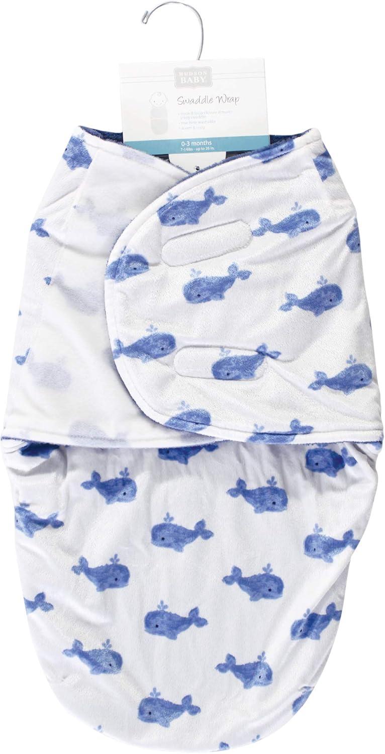 imageHudson Baby Unisex Baby Plush Swaddle Wrap Navy Star 03 MonthsWhale