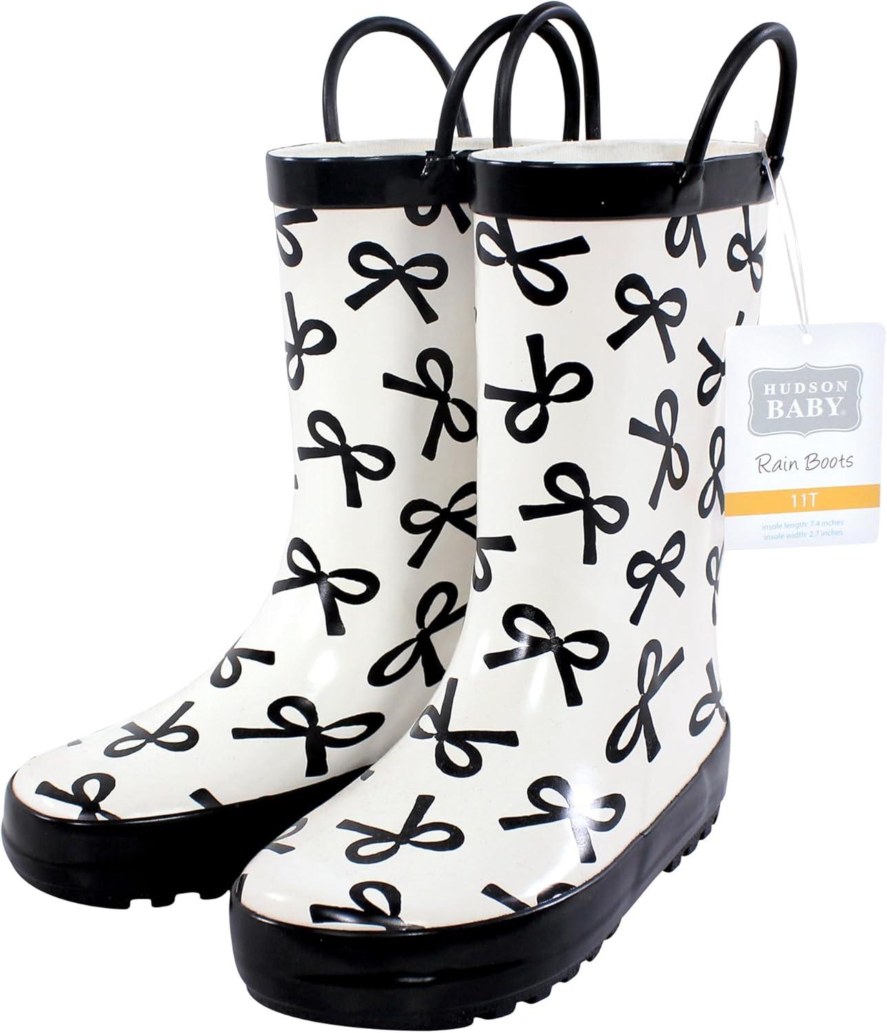 imageHudson Baby Unisex Baby and Toddler Rain BootsBlack Bows