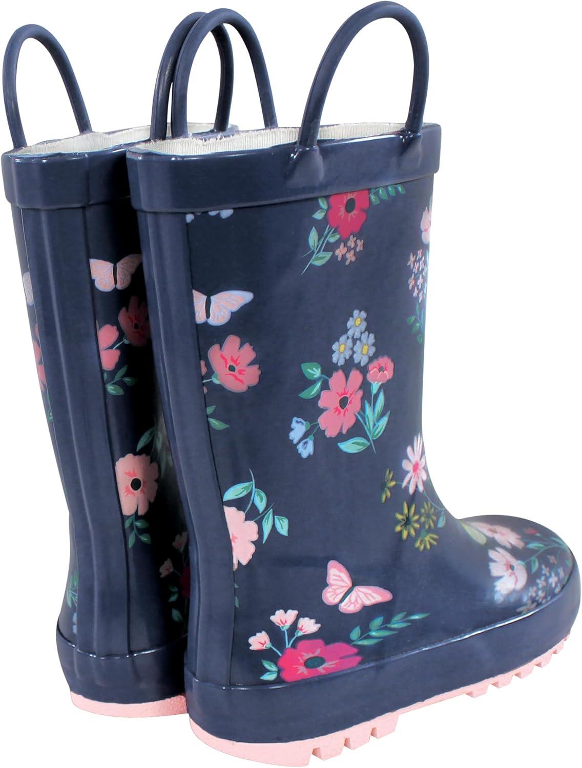 imageHudson Baby Unisex Baby and Toddler Rain BootsBlue Butterfly Floral