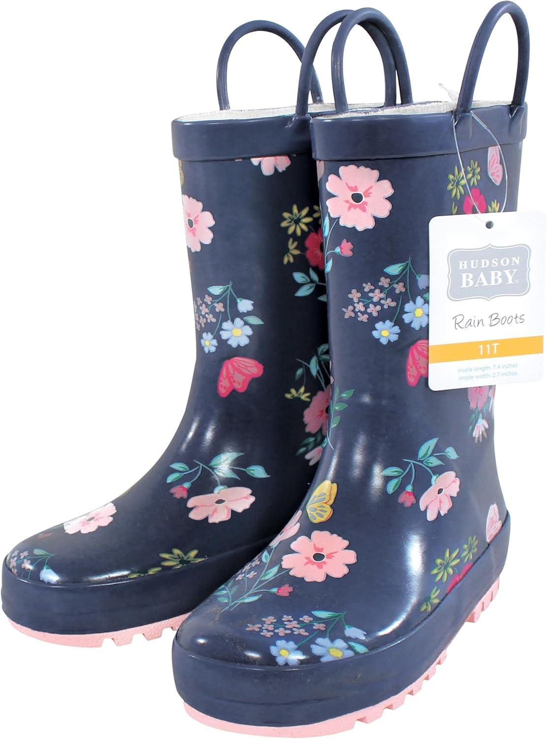 imageHudson Baby Unisex Baby and Toddler Rain BootsBlue Butterfly Floral