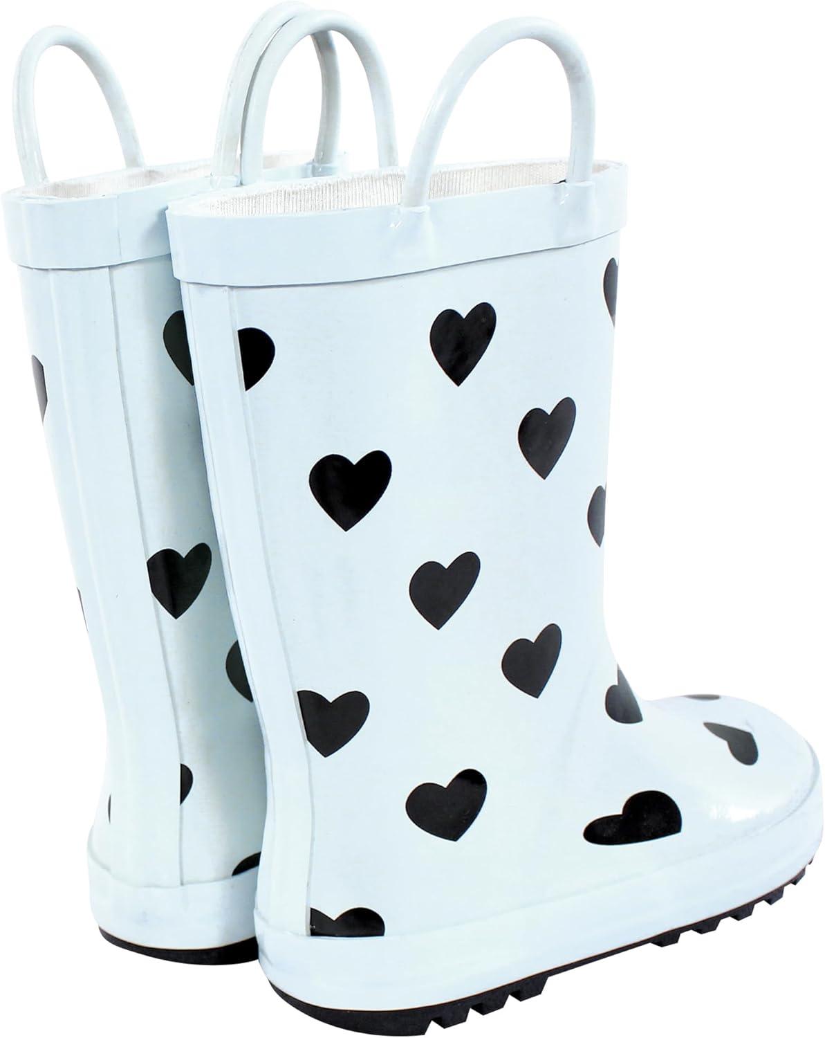 imageHudson Baby Unisex Baby and Toddler Rain BootsMint Black Heart