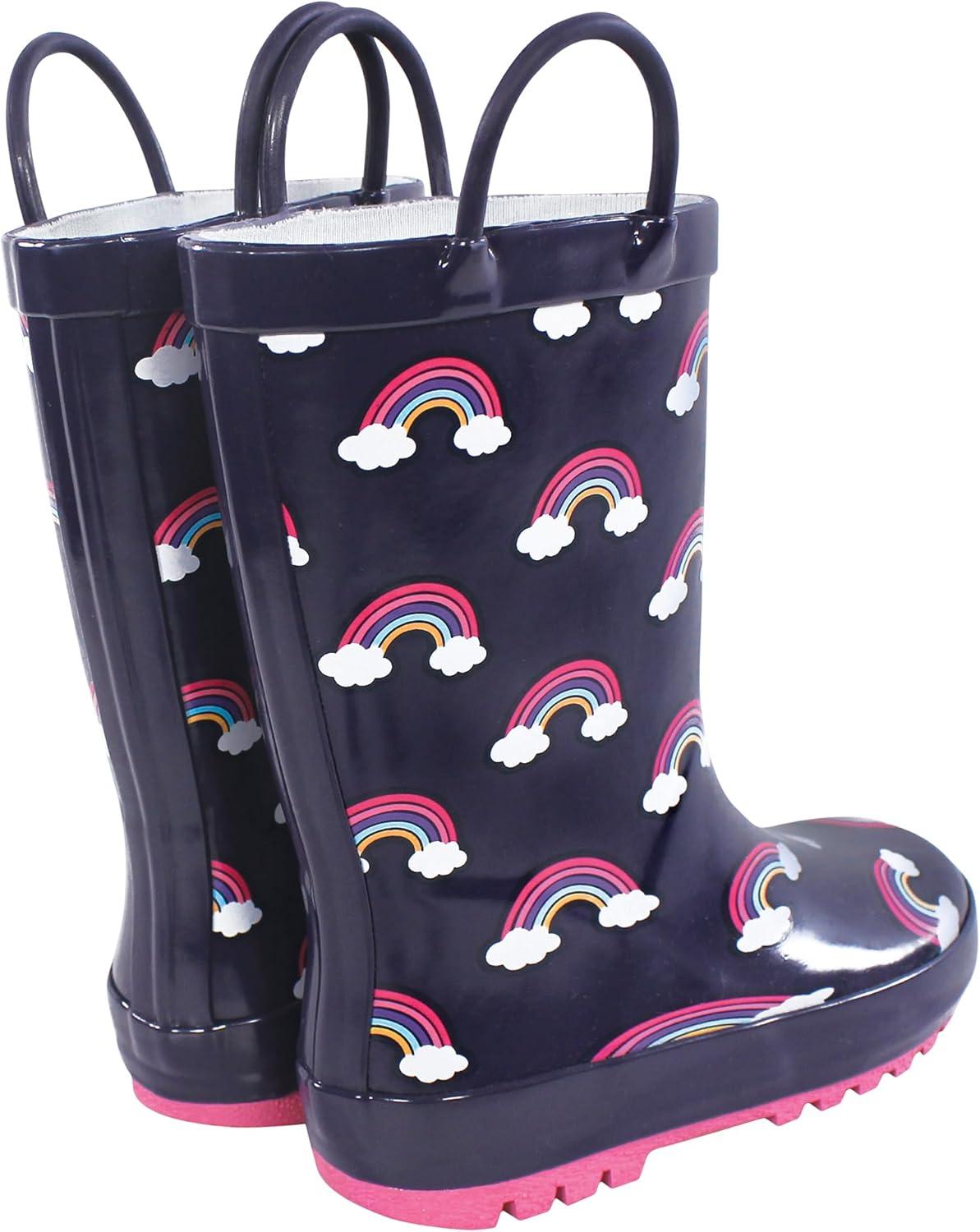 imageHudson Baby Unisex Baby and Toddler Rain BootsNavy Rainbow
