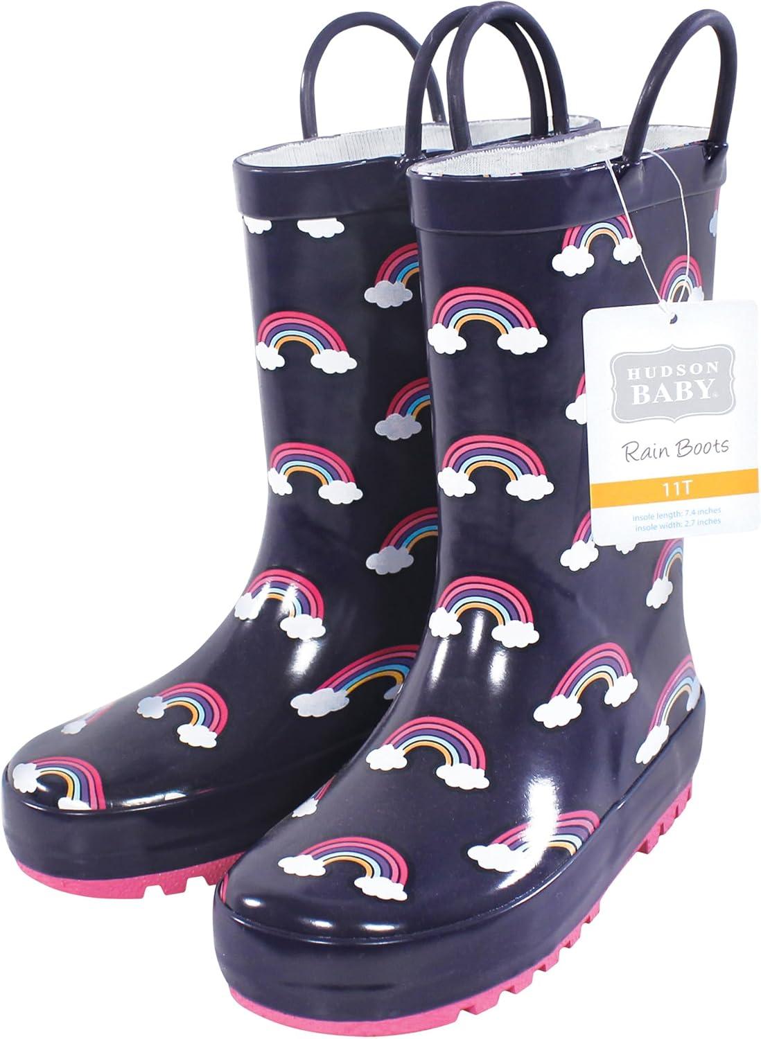 imageHudson Baby Unisex Baby and Toddler Rain BootsNavy Rainbow