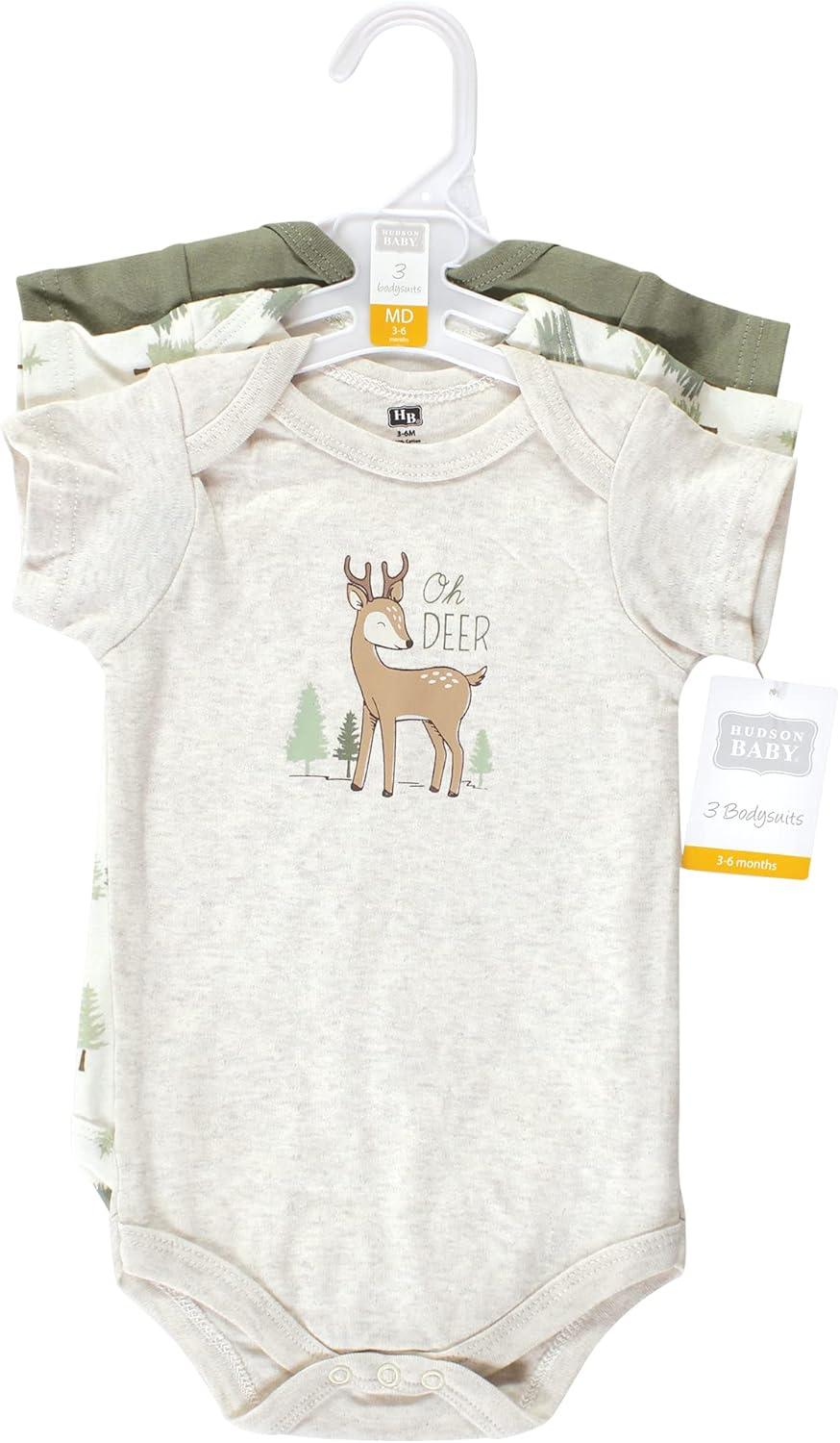 imageHudson Baby babyboys Cotton Bodysuits 3packForest Deer