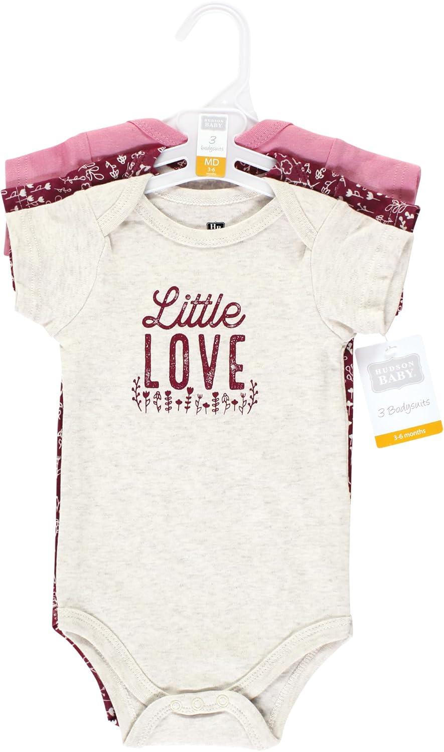 imageHudson Baby babyboys Cotton Bodysuits 3packLittle Love Flowers