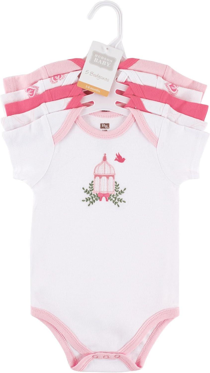 imageHudson Baby babygirls Cotton Bodysuits 5packBird Cage