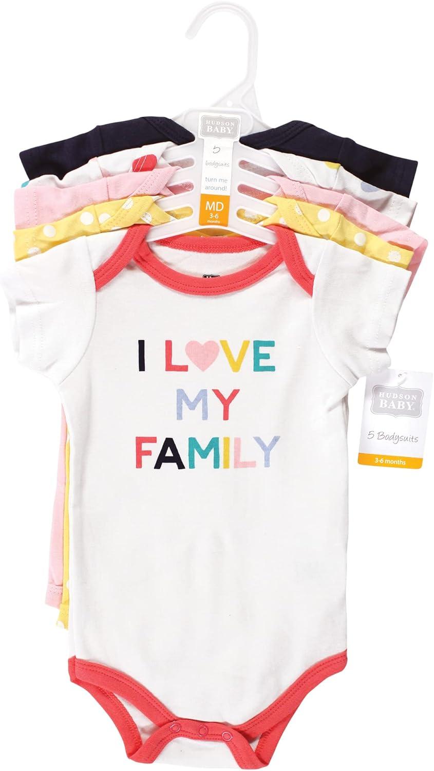 imageHudson Baby babygirls Cotton Bodysuits 5packGirl Bold Family